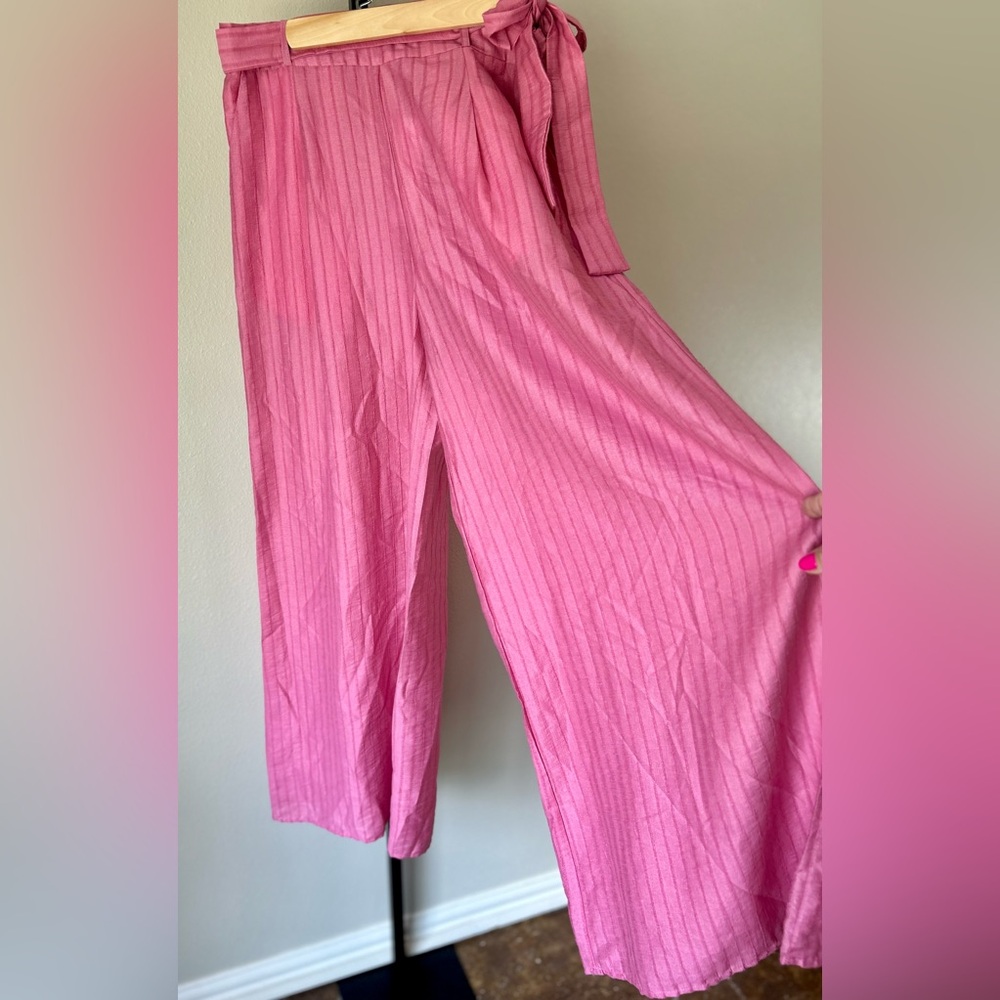 Elegant Pink Wide Leg Trousers